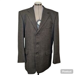 👍WoolTouch grey single breasted 3 button wool polyester blend mens blazer 44 US